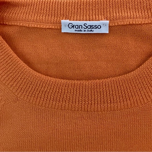 Gran Sasso Men's Virgin Wool Crew Neck Orange Sweater Italy 52 /US Large - Picture 3 of 6
